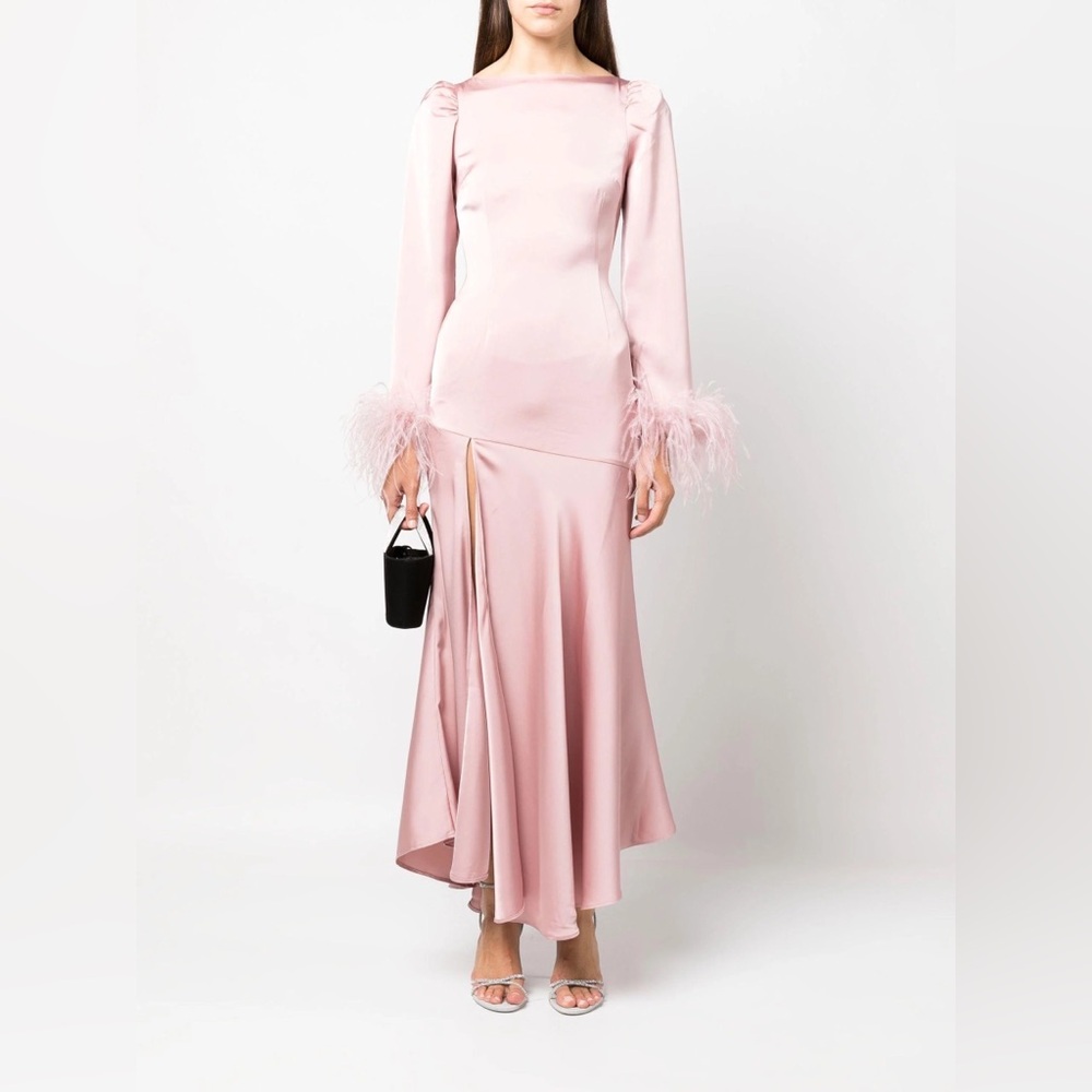 NWOT De La Vali Tupelo Satin Midi Dress Pink 4